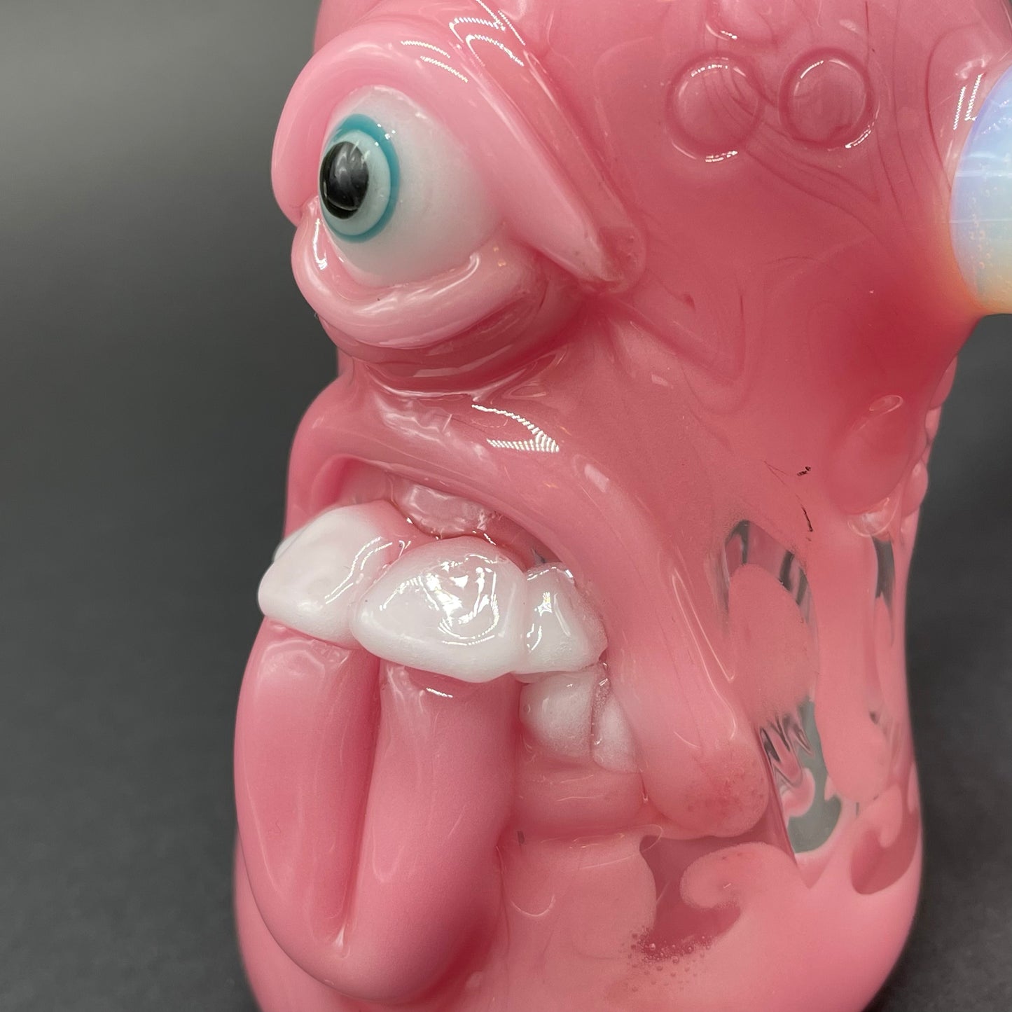 Pink evil eye bubbler