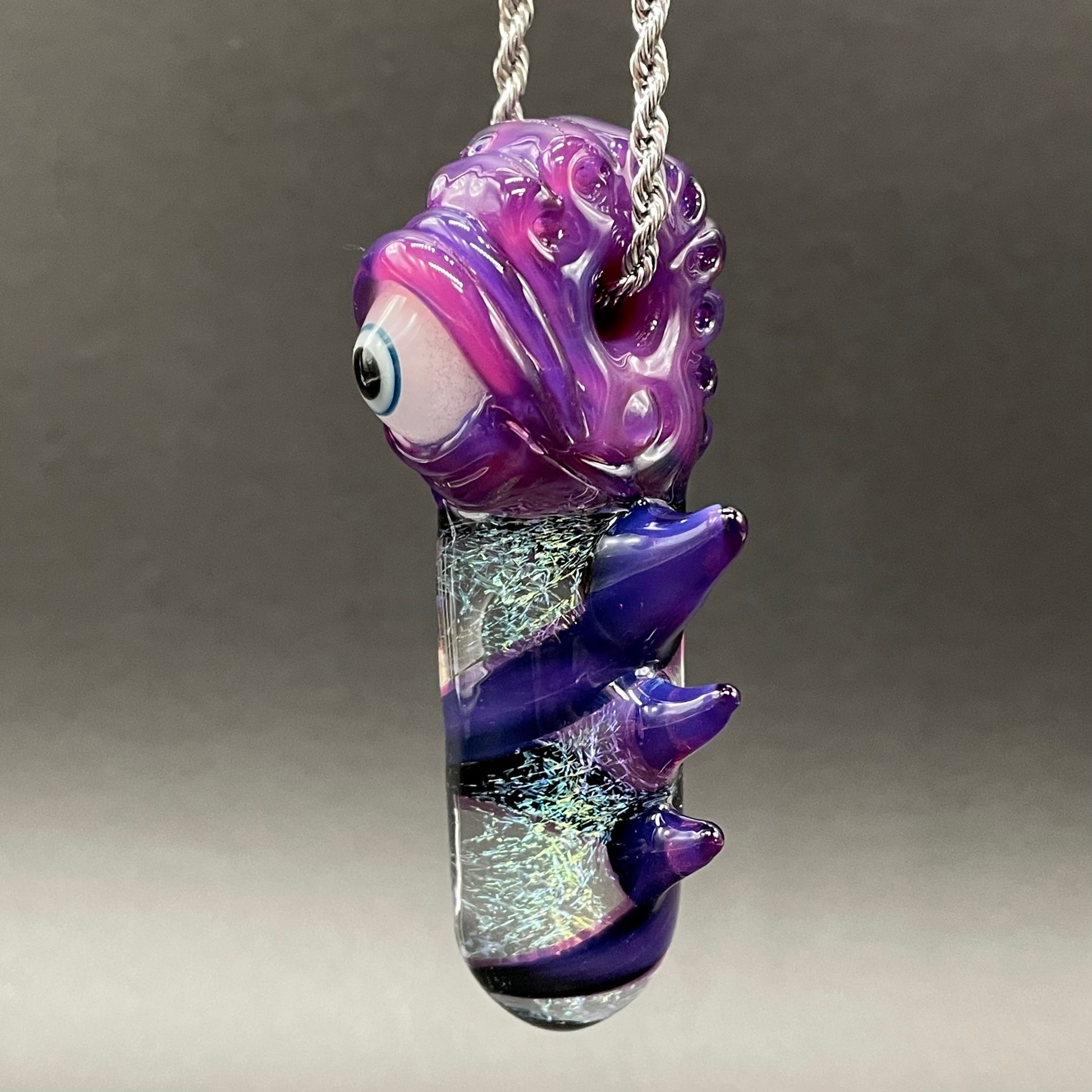 Leviathan Glass Royal jelly dichroic cyclops pendant - hand-blown art