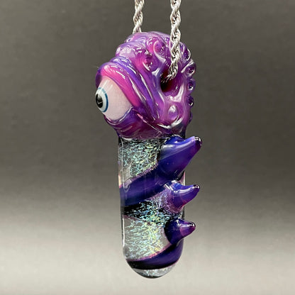 Leviathan Glass Royal jelly dichroic cyclops pendant - hand-blown art