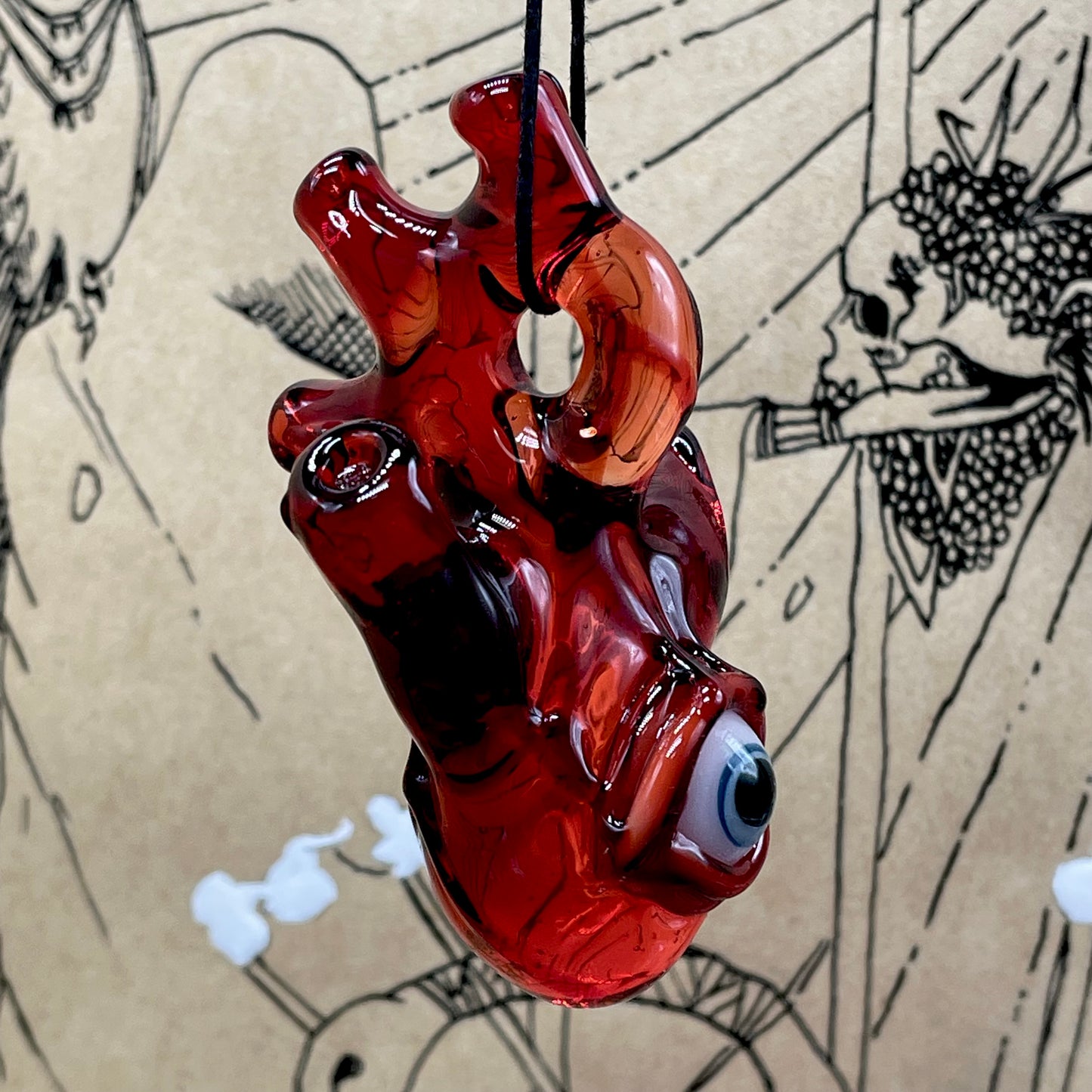 Anatomical cyclops heart pendant