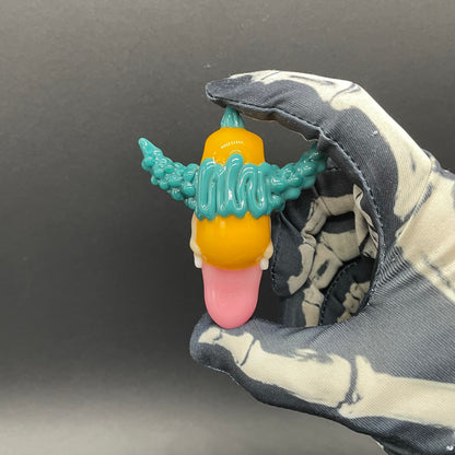 Hand-blown Krusty the clown glass pendant with opal tab - Leviathan Glass original