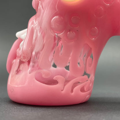 Pink evil eye bubbler