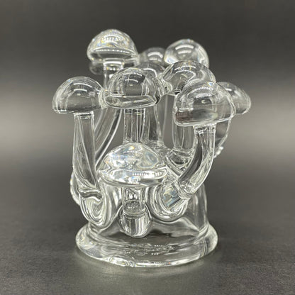 Handblown Clear Glass Mushroom Sculpture Psychedelic Cluster Art Piece