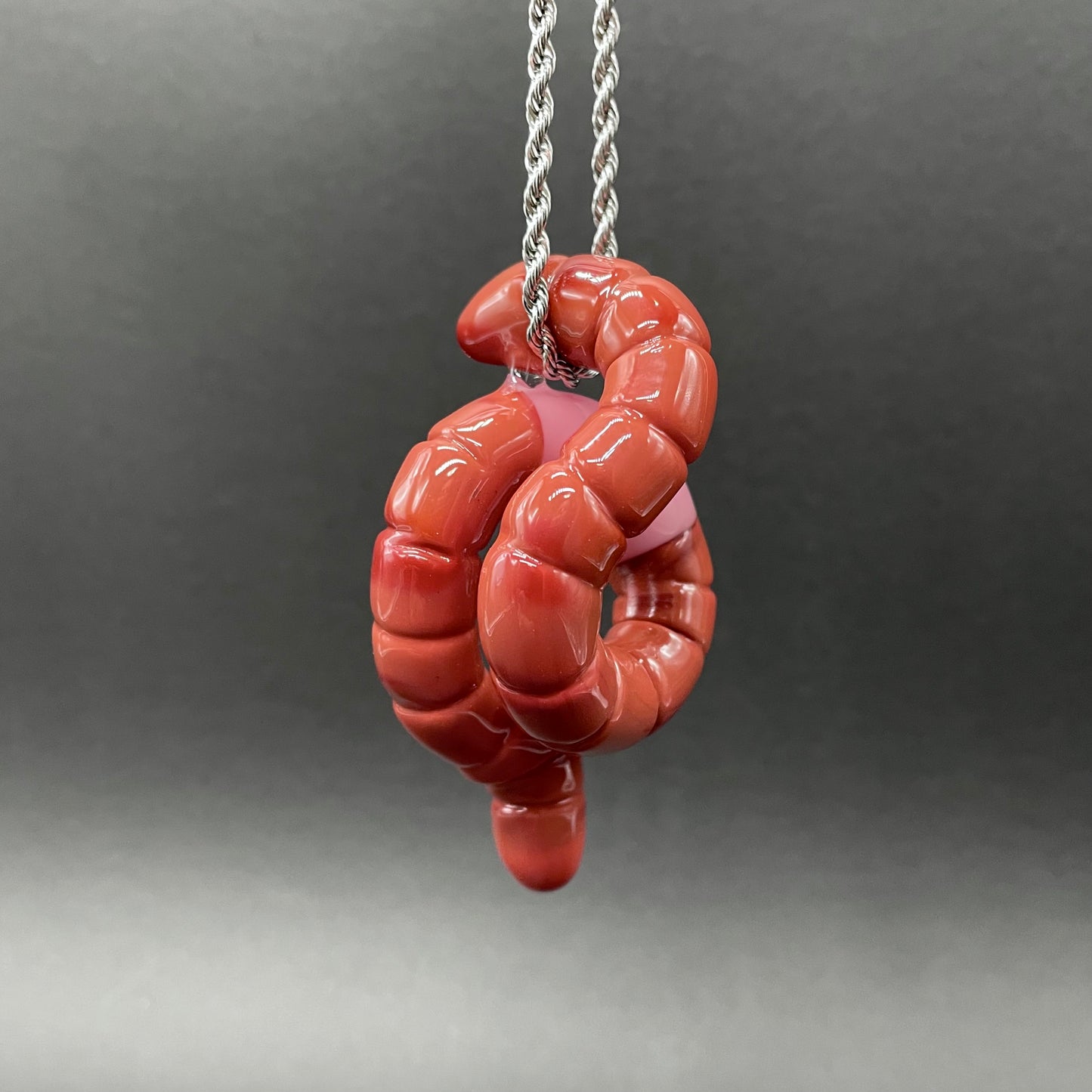 glass earthworm pendant