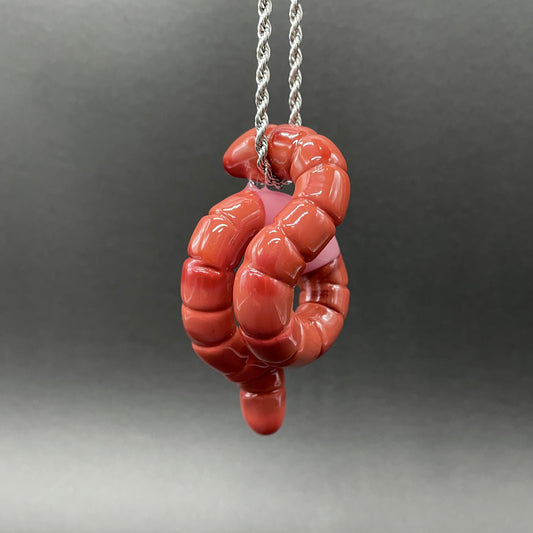 glass earthworm pendant