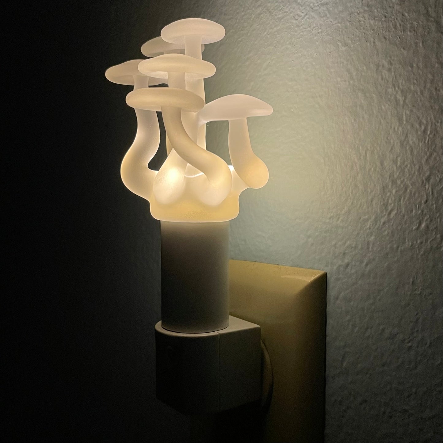 Mushroom, frosted clear glass led night light.