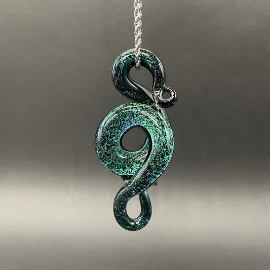 Dichroic sparkle snake pendant