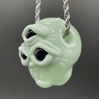 Time manipulating three eye glass alien pendant