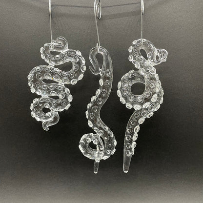 3 clear tentacle ornaments