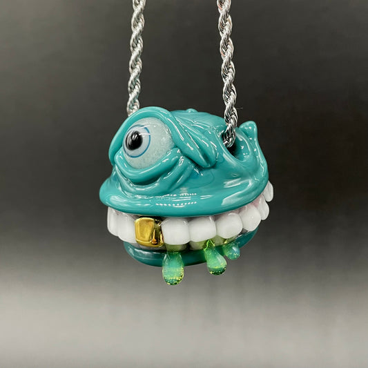 Grinning like a fool glass pendant