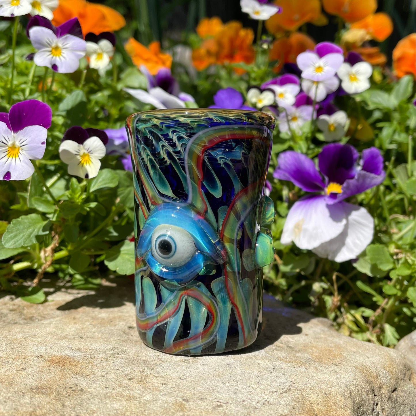 Rainbow cyclops plant pot with drainage holes