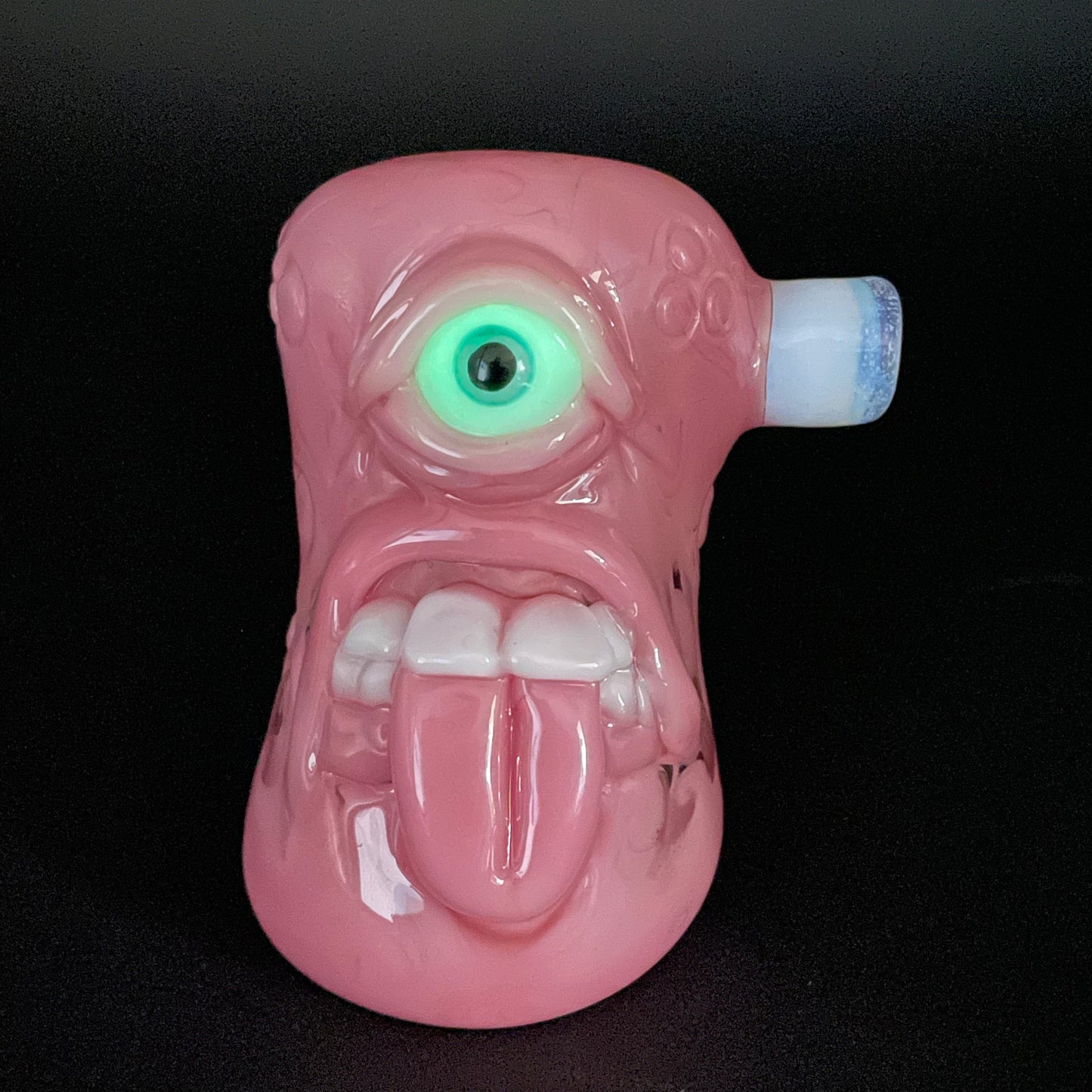 Pink evil eye bubbler
