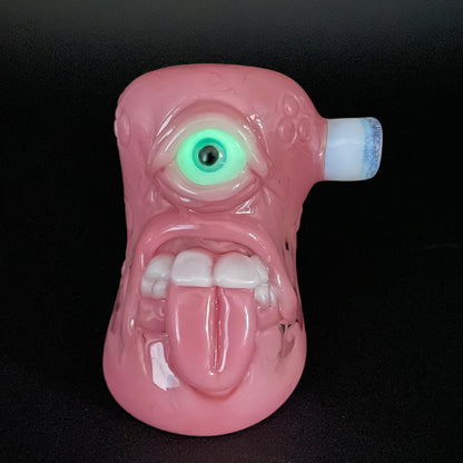 Pink evil eye bubbler