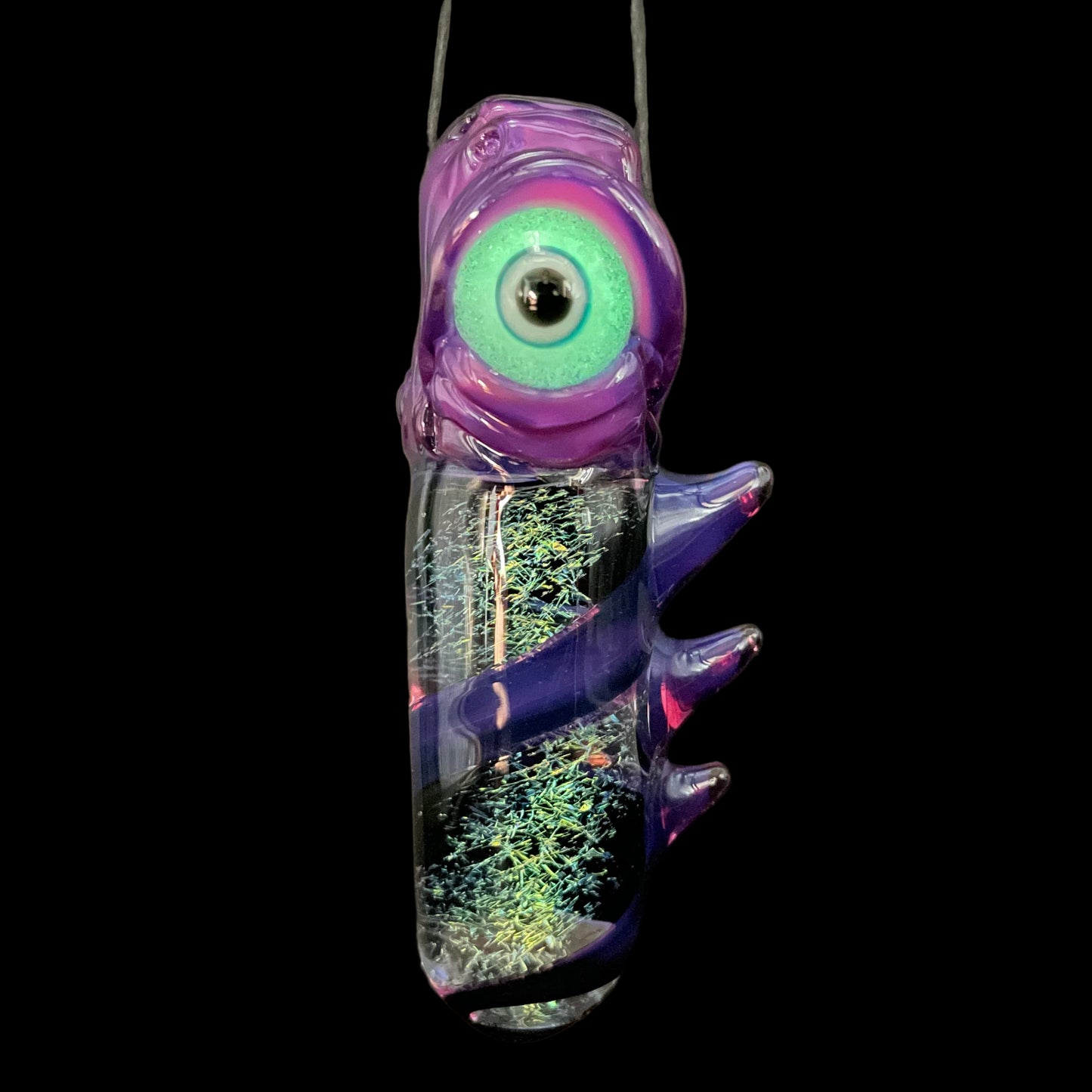 Hand-blown Royal jelly dichroic cyclops pendant - Leviathan Glass original