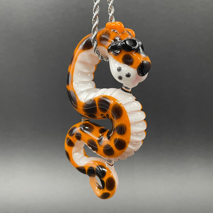 Slithering Chester Cheetah glass pendant