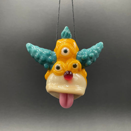 Third eye Krusty the clown glass pendant