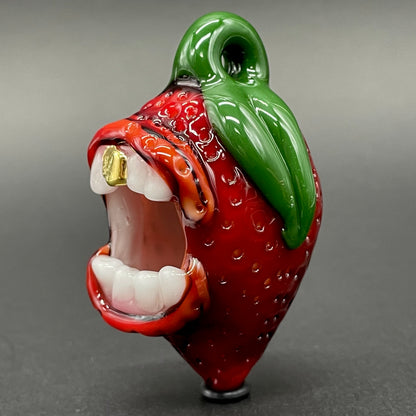Screaming strawberry glass pendant