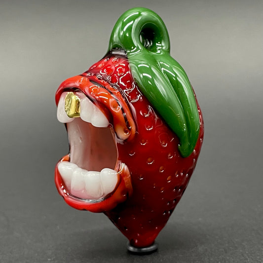 Screaming strawberry glass pendant