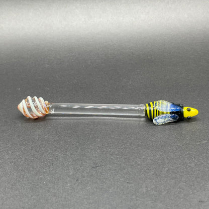 Small glass Bee Honey Dipper