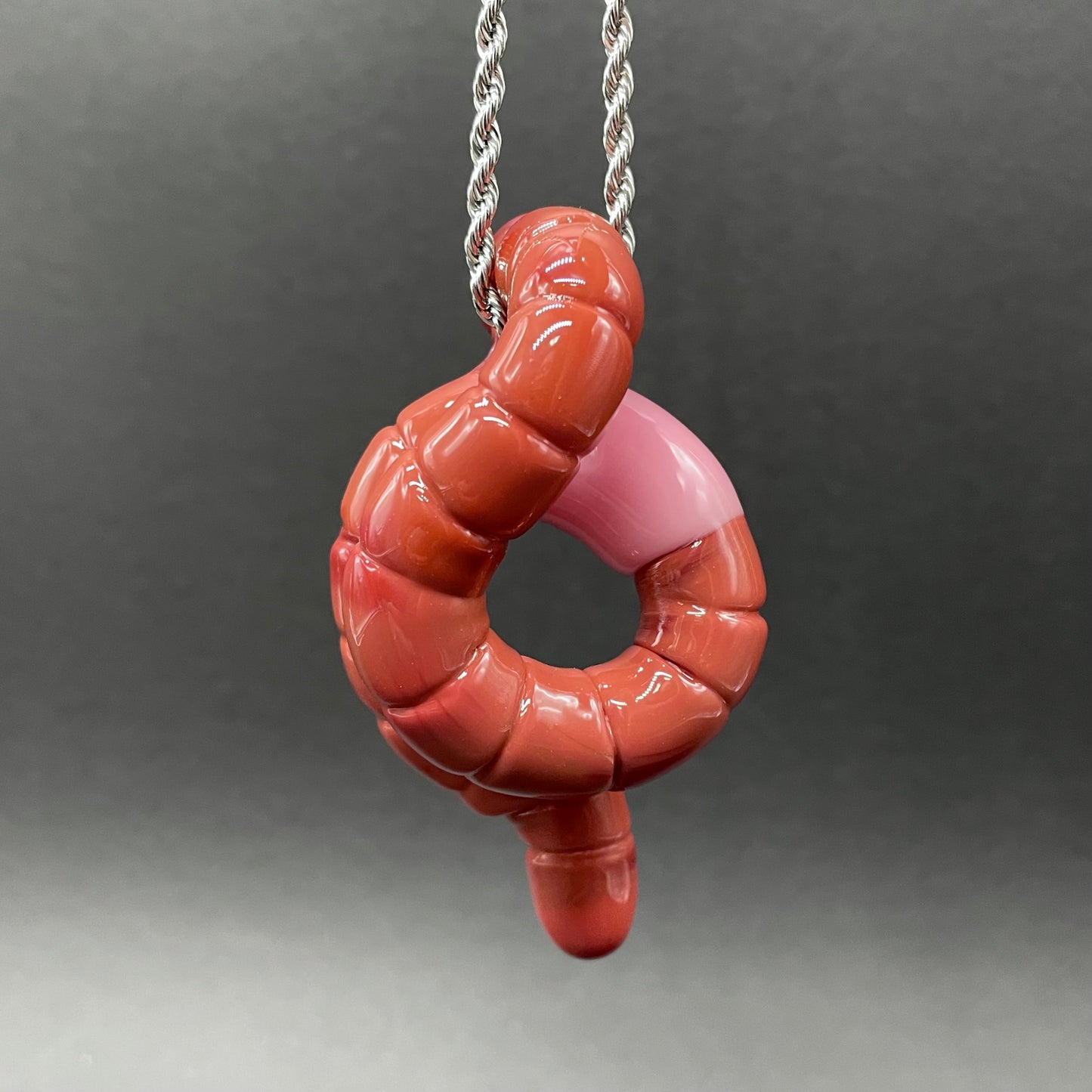 glass earthworm pendant