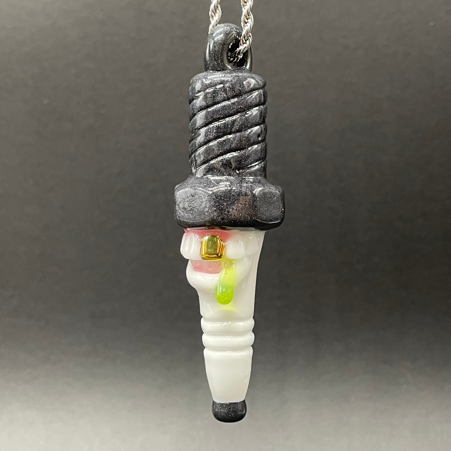 Sparky the Glass spark plug pendant