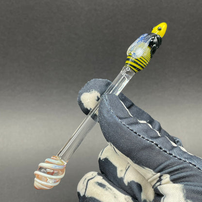 Small glass Bee Honey Dipper