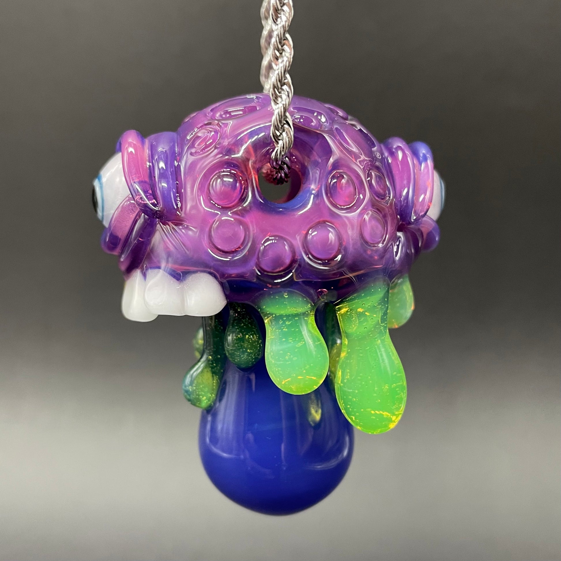 Hand-blown About last night glass mushroom pendant - Leviathan Glass original