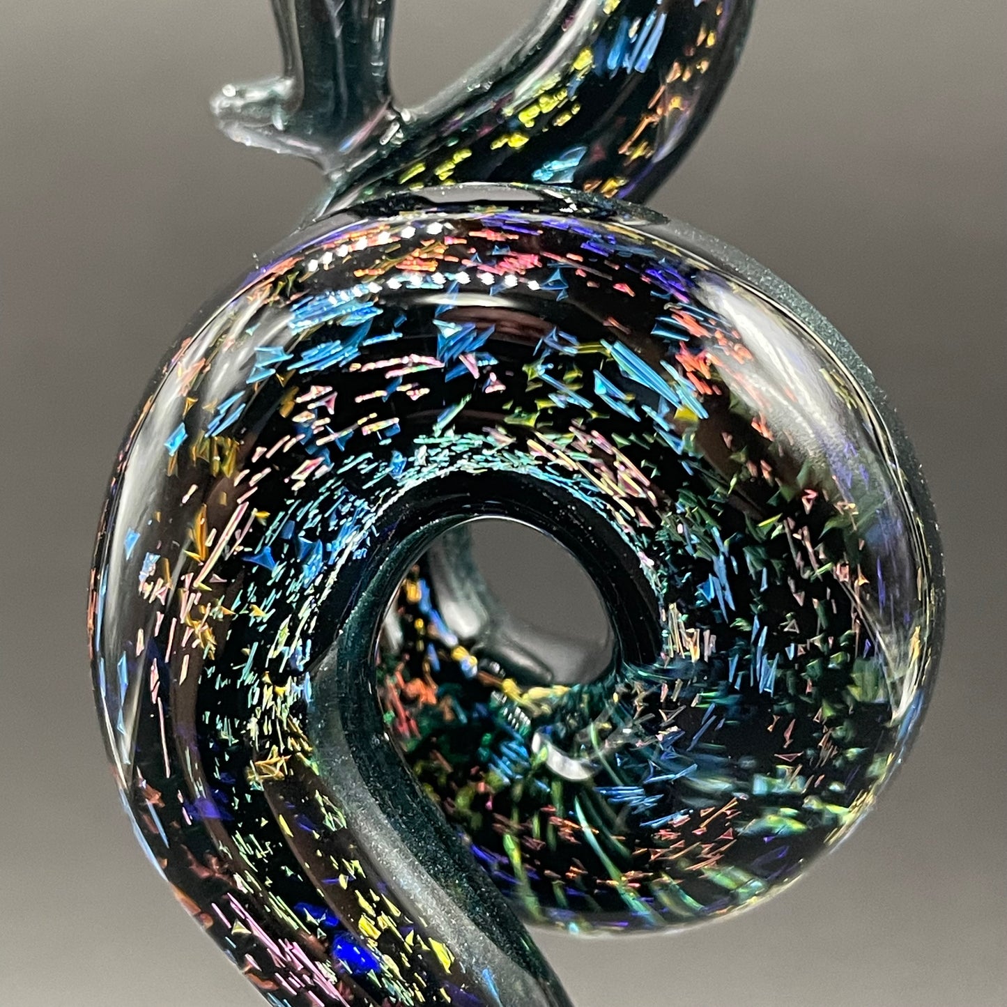 Dichroic sparkle snake pendant