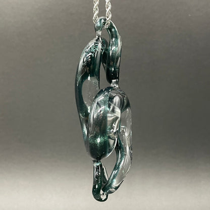 Dichroic sparkle snake pendant