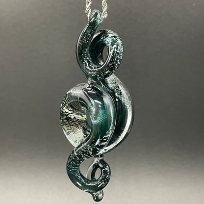 Dichroic sparkle snake pendant