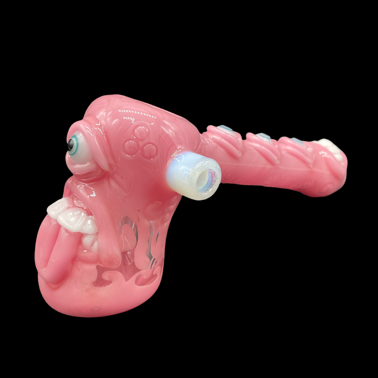 Pink evil eye bubbler