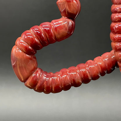 Hand-blown Large glass earthworm heart shaped pendant - Leviathan Glass original