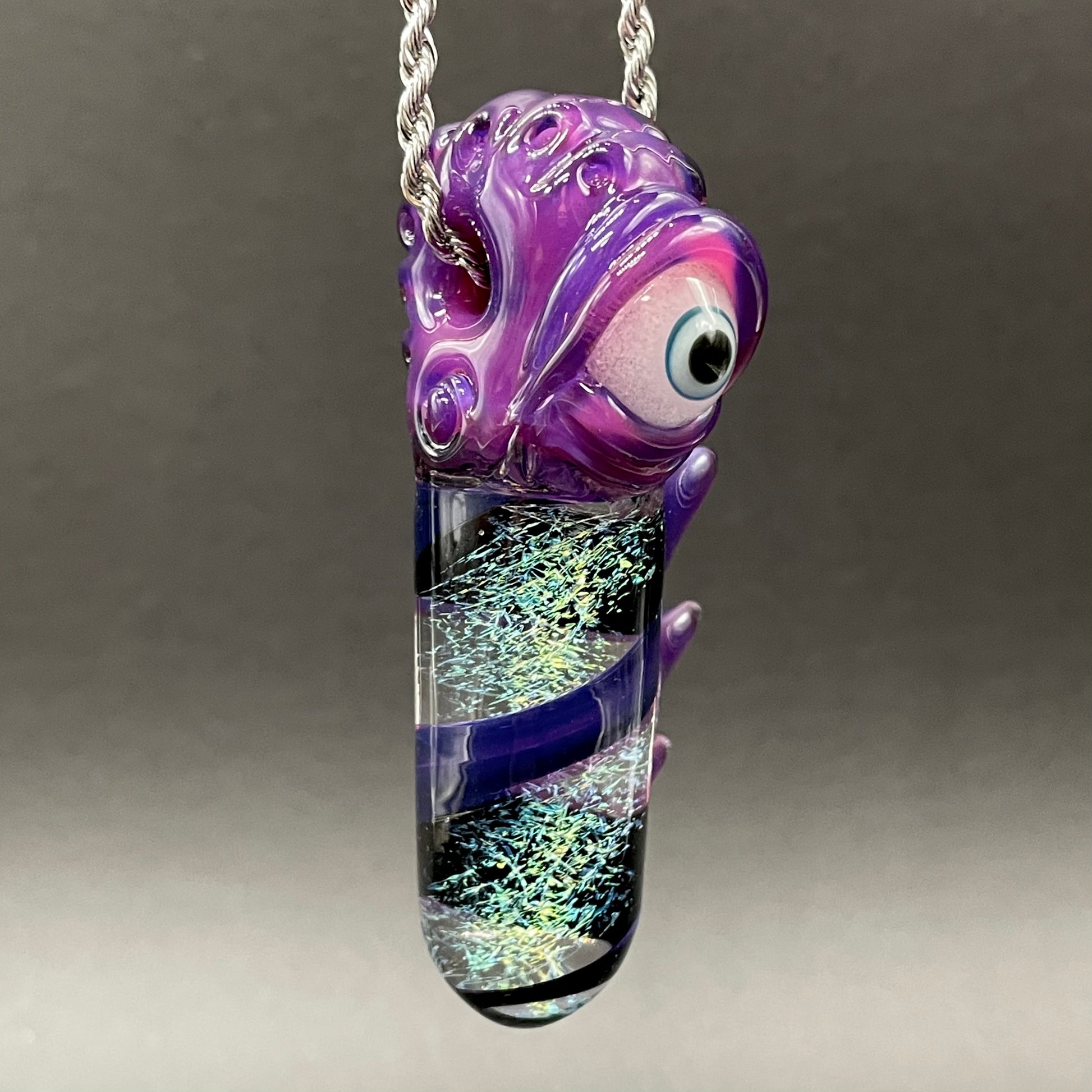 Royal jelly dichroic cyclops pendant craftsmanship - artisan glass work