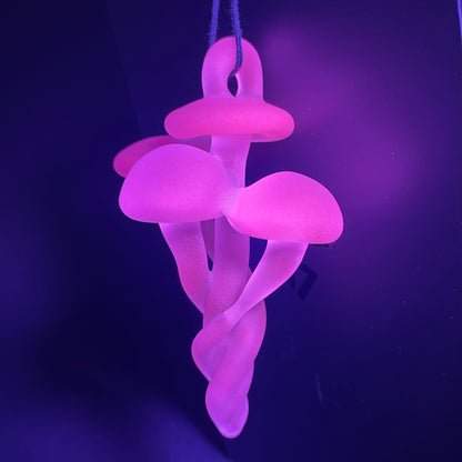 Blacklight mushroom pendant