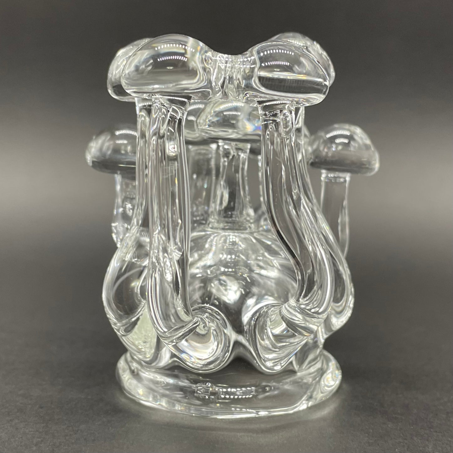 Handblown Clear Glass Mushroom Sculpture Psychedelic Cluster Art Piece