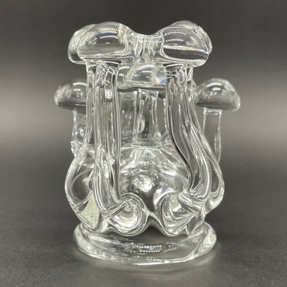 Handblown Clear Glass Mushroom Sculpture Psychedelic Cluster Art Piece