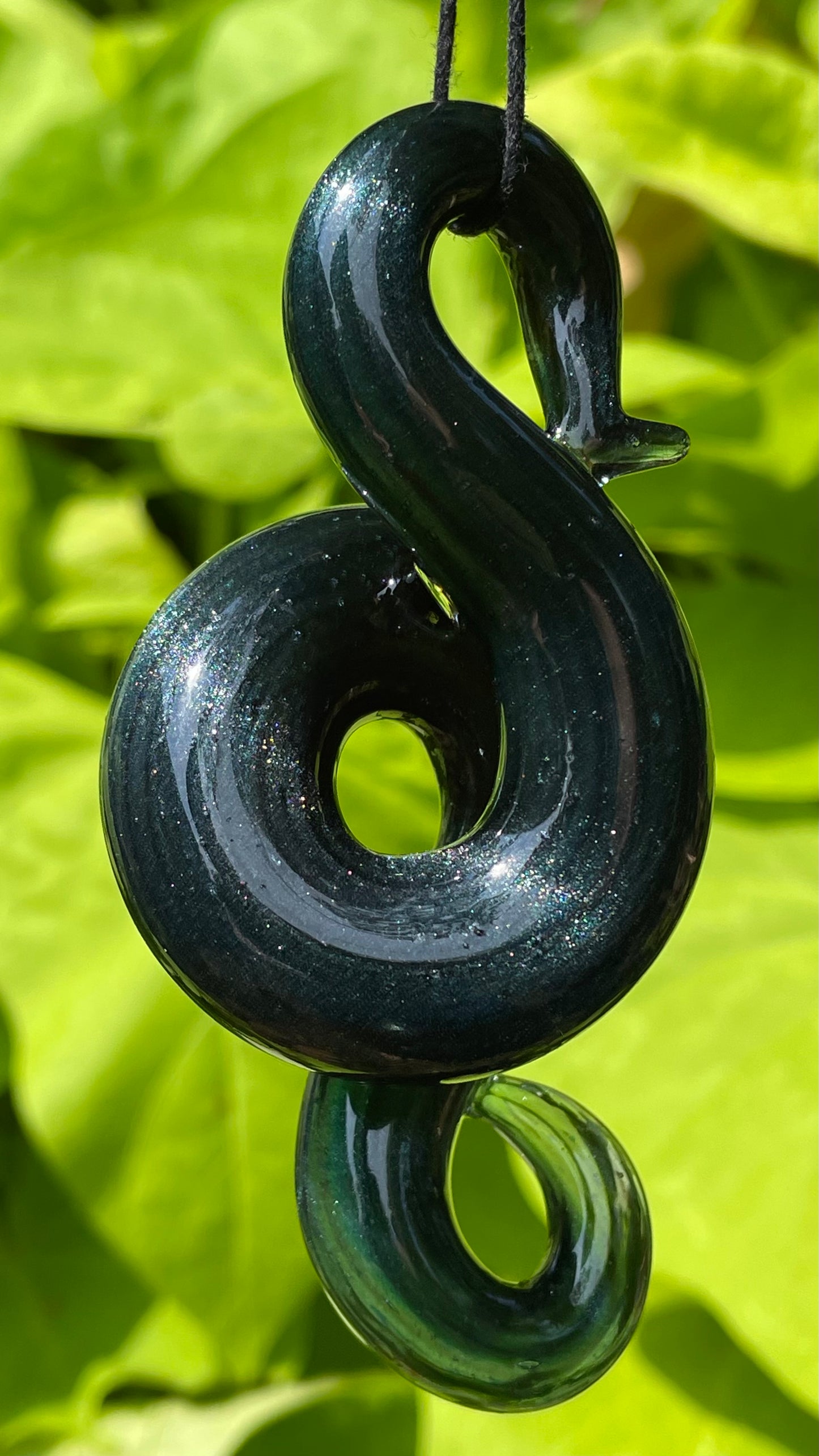 Dichroic sparkle snake pendant