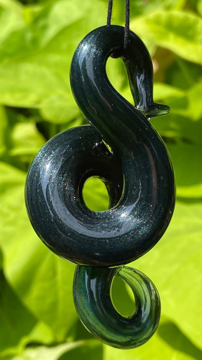 Dichroic sparkle snake pendant