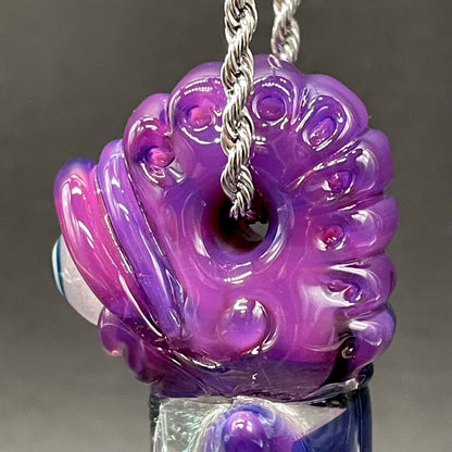 Royal jelly dichroic cyclops pendant by Leviathan Glass - artisan detail