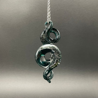 Dichroic sparkle snake pendant
