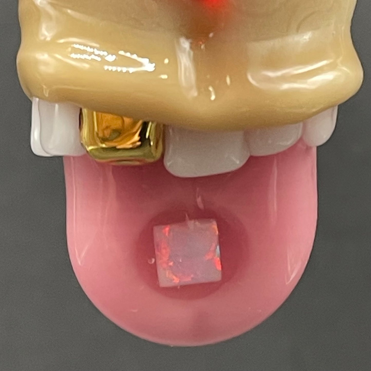 Third eye Krusty the clown glass pendant with opal tab