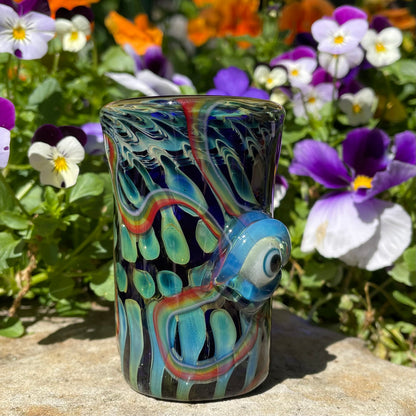 Rainbow cyclops plant pot with drainage holes