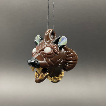 blinged out glass grizzly bear pendant