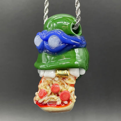 Leonardo Ninja TurtleHandblown Pendant, TMNT Inspired Collectible glass necklace