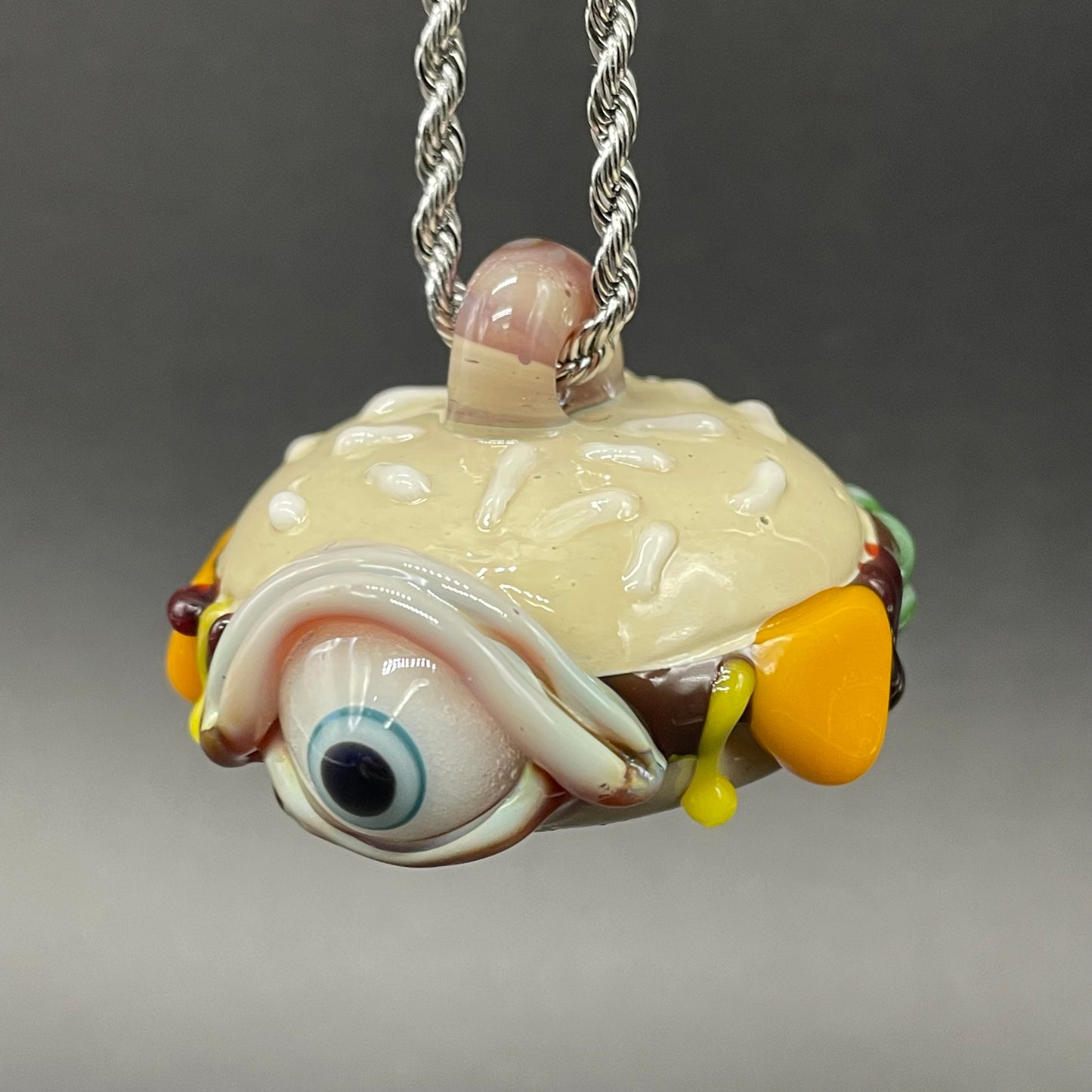Eye love cheeseburger pendant