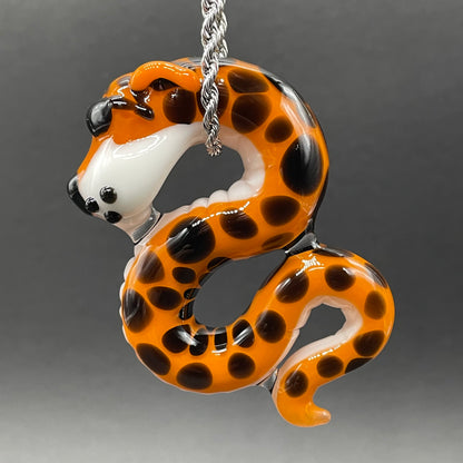 Slithering Chester Cheetah glass pendant