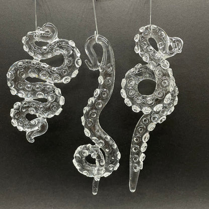 3 clear tentacle ornaments