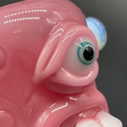 Pink evil eye bubbler