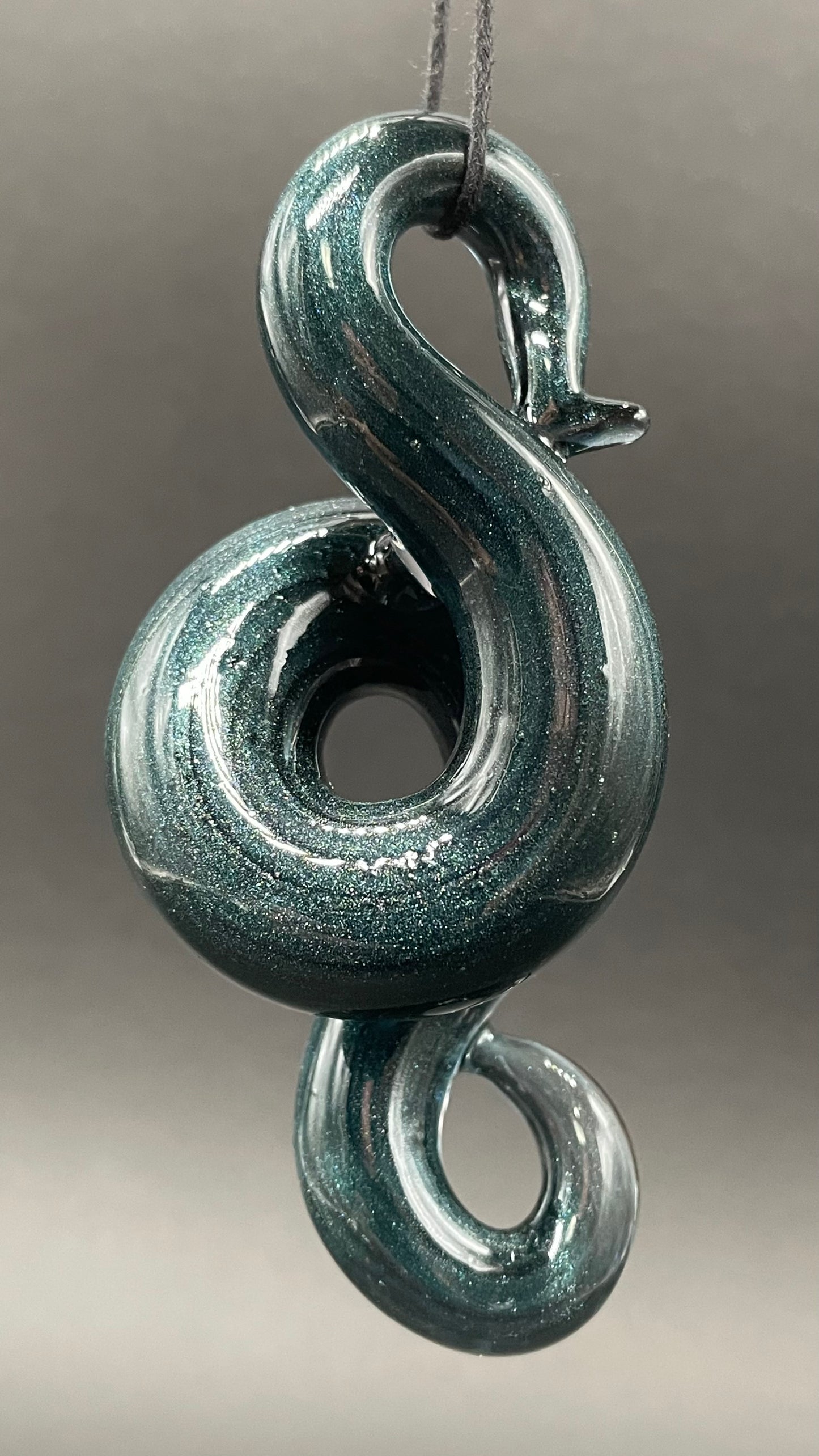 Dichroic sparkle snake pendant