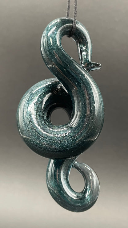 Dichroic sparkle snake pendant
